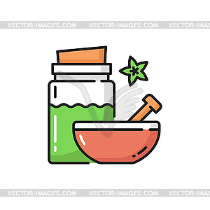 Mortar and pestle bowl of spa powder icon - color vector clipart