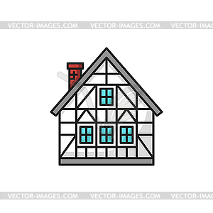 Chalet lodge Swiss architecture home triangle roof - vector clipart