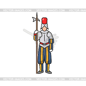 Swiss guard of vatican in national uniform isolate - vector clip art