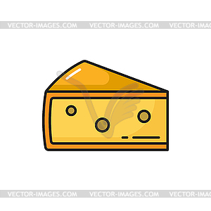 Swiss cheese cut triangle milky food icon - vector image