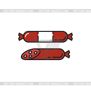 Frankfurter sausage meat flat line icon - vector image