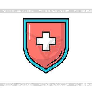 Intestines care cross shield, bacteria probiotics - vector clip art