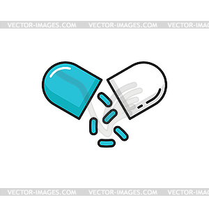 Protection probiotics, split capsule intestines - vector clipart