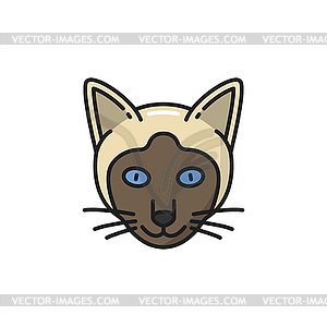 Siamese cat animal cute face line icon - vector EPS clipart