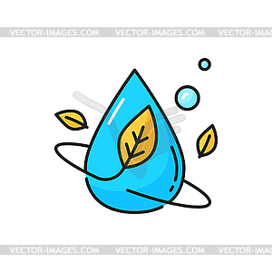 Water splash and yellow leaf, fragrance of nature - vector image