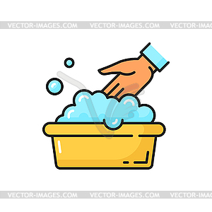 Only hand wash sign line icon not machine washable - vector image