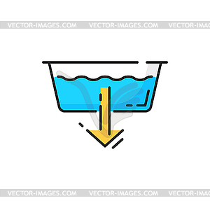 Drain, adding water detergent color icon - vector clip art