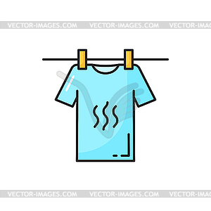Laundry, blank t-shirt hanging on clothes line - vector clipart