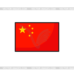 Flag of China, red fabric with five yellow stars - vector image