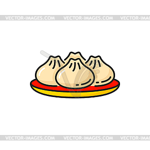 Baozi traditional chinese food on plate - vector image