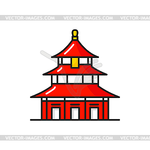 Temple of Heaven chinese pagoda tower line icon - vector clipart