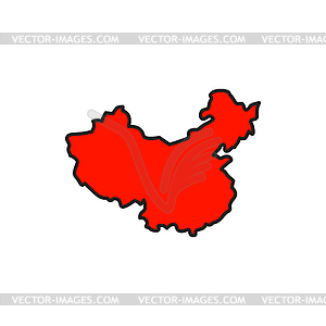 Republic of China geography map red chinese border - vector image