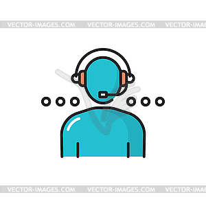 Online consultant in headphones, customer service - vector clipart