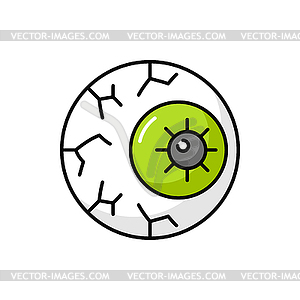 Zombie eye, horrible eyeball outline icon - royalty-free vector image