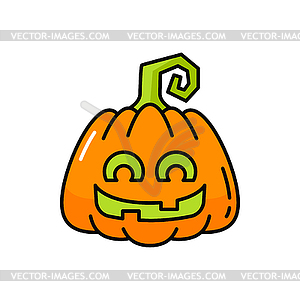 Cute jack-o-lantern gourd pumpkin with happy smile - vector image