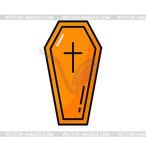 Шкатулка для захоронения деревянный гроб мультяшный значок - изображение в векторном виде