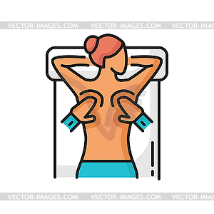 Physiotherapist massaging woman. Spa, massage icon - vector EPS clipart