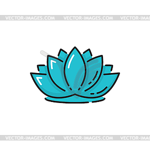 Blue lotus flower water lily line icon - vector image