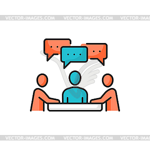 Brainstorming and business issues discussion icon - vector clip art