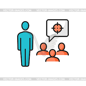 Meeting chat conference, communication and target - vector clipart