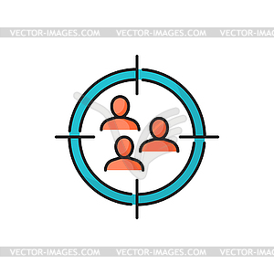 Business conference, people reach target together - vector image