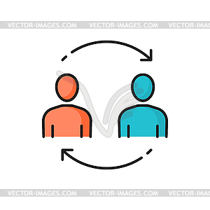 Communication of two business people info exchange - vector clip art