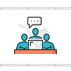 People writing message on computer icon - vector clipart