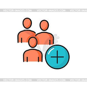 Group of people with plus sign line icon - vector clipart