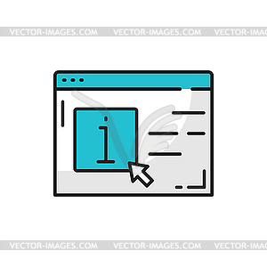 Info box, instruction monitor line icon - vector clipart