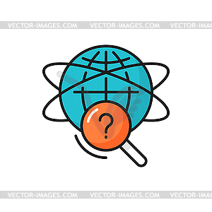 Question mark and world globe planet icon - vector image