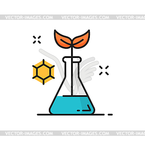 Genetically modified sprout in flask icon - vector image
