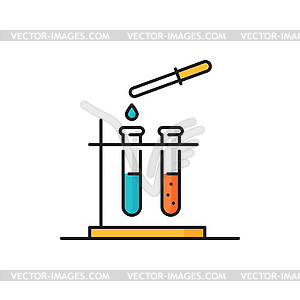 Gene engineering, beakers on stand and eyedropper - vector clipart