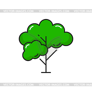 Green tree thin line icon, spring or summer decor - vector image