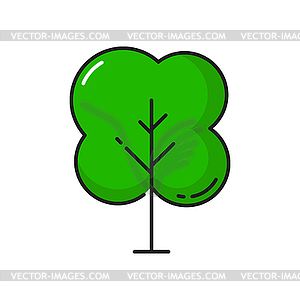 Tree green elm isolate forest plant thin line icon - vector clipart