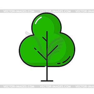 Green tree forest object thin line icon - vector image