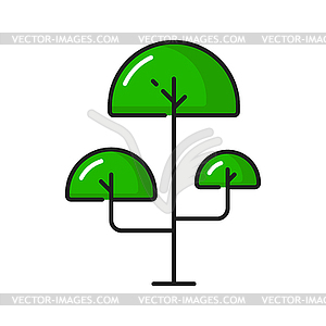 Green tree in cartoon design, funny kids plant - vector clipart