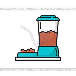 Bowl with pets food, cats or dogs automatic feeder - vector image