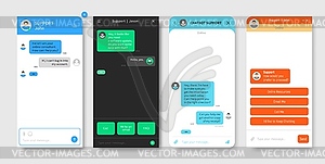 Поддержка окна чата, чат-бота или приложение для обмена сообщениями для ботов - клипарт в векторном формате