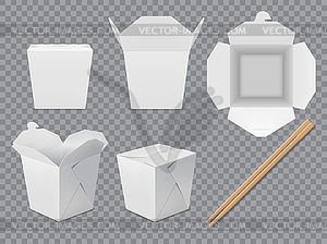 Макет упаковки азиатской лапши, коробка для еды - клипарт в векторном формате