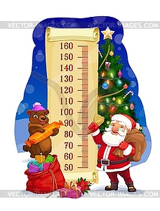 Kids height chart, Santa with bag growth meter - vector clip art