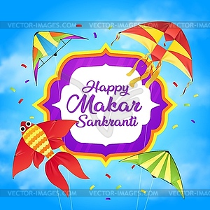 Makar Sankranti Indian holiday kites - vector clipart