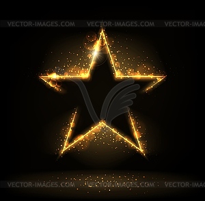 Golden star with sparkle, glitter, stardust glow - vector image