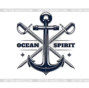 Ship anchor and crossed sabers icon - vector image