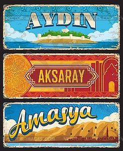 Aydin, Aksaray and Amasya il provinces of Turkey - royalty-free vector image