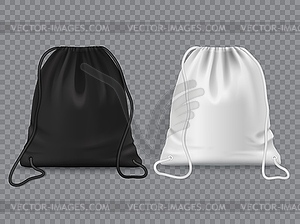 Drawstring bags, sport or school backpack pouches - vector clip art