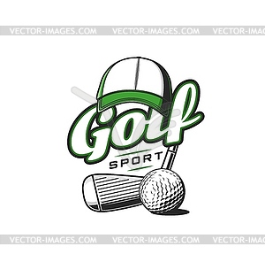 Значок спорта в гольф с кепкой и железной клюшкой - стоковый векторный клипарт