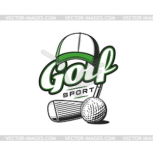 Golf sport icon with cap and iron club - stock vector clipart
