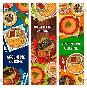 Argentine food banners with barbecue meat, veggies - vector image