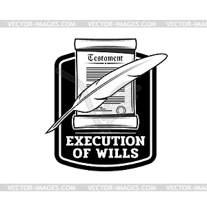 Last will or testament execution icon - vector clip art