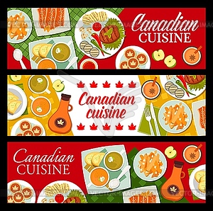 Canadian cuisine restaurant dishes banners - vector clipart / vector image